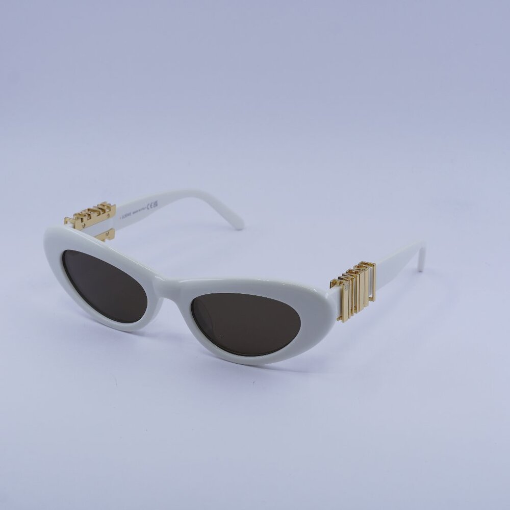 Loewe LW40156U 25E Sunglasses Ivory Cat Eye Frame, Brown Lenses
